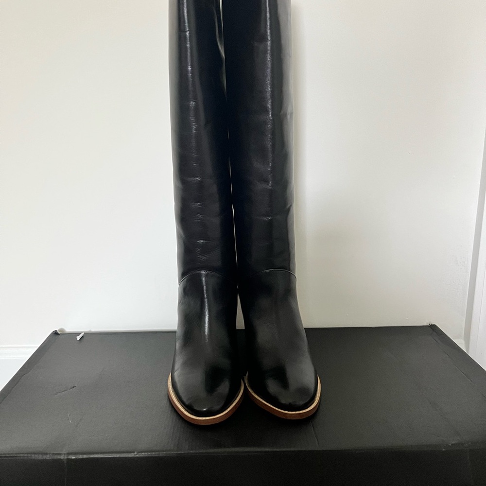 Black Leather Knee-High Boots